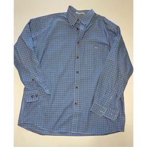 Orvis Shirt Adult Large‎ White Blue Plaid Button Up Long Sleeve Casual Mens A21